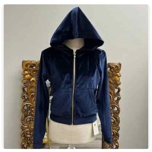 Fabletics Donna Velour Navy Blue Full Zip Hoodie